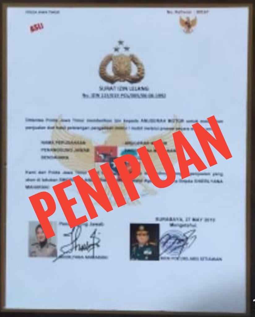 KAPOLDA RIAU KLARIFIKASI MENGENAI SURAT IZIN LELANG PALSU YANG DIARAHKAN KE INSTITUSI POLRI